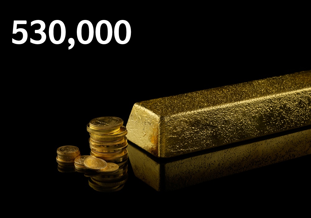 53万根金条 — 美联储持有530,000根金条，共计6,700公吨。在1973年顶峰时期，美联储拥有超过12,000公吨的黄金货币。 image